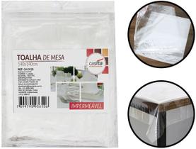 Caminho Mesa Toalha Retangular 140x140cm Plástica Transparente Impermeável P/ Jantares Festas Eventos