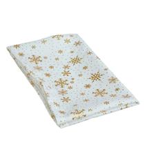 Caminho Trilho Corredor de Mesa Lumine Tecido Oxford 130x40cm Estampa Flocos de Neve Dourado