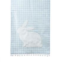 Caminho Trilho de Mesa de Pascoa Azul Coelho branco 40x180cm