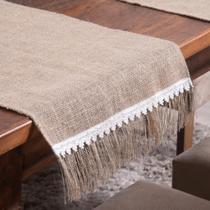 Caminho Trilho de Mesa Decorê 130x46cm com Franja Elegante, Sofisticado e Ideal para Decoração de Mesa.