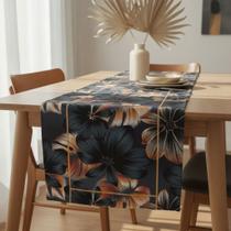 Caminho Trilho de Mesa estampa Folhagem Dourado 1,43 x 0,46