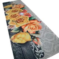 Caminho Trilho de Mesa Flores Amarela Retangular 6 Cadeiras