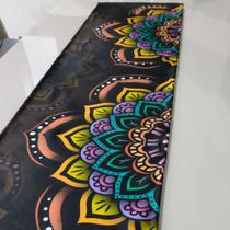 Caminho Trilho de Mesa Mandala Marrom Retangular 6 Cadeiras