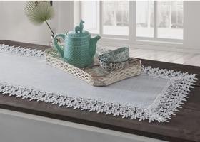 Caminho Trilho de Mesa Rendado Delhi Linha Luxo Branco 40x150cm Jolitex