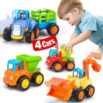 Caminhões de brinquedo HOLA para meninos de 1 a 2 anos com potência de fricção, 4 unidades