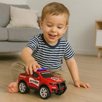 Caminhonete Brinquedo Infantil Criança Polícia Bombeiro Carrinho Boneco Presente Roubo Motinha