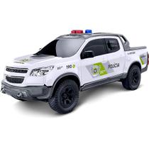 Caminhonete da Polícia Ambiental Branca Carrinho Roda Livre Pick-up Realista