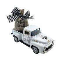 Caminhonete retrô Alloy Model 12,5 cm com decoração de saco de café Caminhonete retrô Alloy Model 12,5 cm com decoração de saco de café
