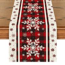 Camino de Mesa Artoid Mode 33x122 cm Cuadro Buffalo con Copos de Nieve