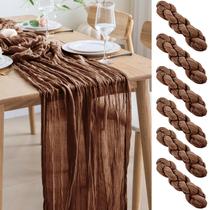 Camino de Mesa Asee'm de Gasas de 3 m Largo Marrón Boho Camino de Mesa Asee'm de Gasas de 3 m Largo Marrón Boho
