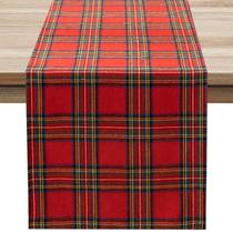 Camino de Mesa Softalker Navideño de Tartán Rojo 33x229 cm