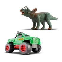 Camionete Com Triceratops Verde - Dino Island Camionete Com Triceratops Verde - Dino Island