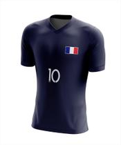 Camisa 10 França Infantil Juvenil Masculina Camiseta Futebol Dry Fit Uv