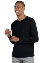 Camisa 100% Algodão Manga Longa Preta New