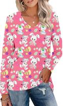 Camisa Aceshion feminina de manga comprida Bunny Eggs Holiday Party