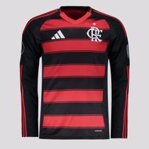 Camisa Adidas Flamengo I 2025 Manga Longa Patch Libertadores Camisa Adidas Flamengo I 2025 Manga Longa Patch Libertadores