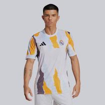 Camisa Adidas Real Madrid Pré-Jogo Branca e Laranja