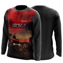 Camisa Agro Masculina Gola Redonda Manga Longa Proteção Uv Zíper Colheitadeira Soja Milho Café Trator
