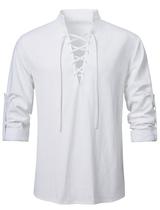 Camisa AIFARLD masculina de manga comprida retrô medieval viking Camisa AIFARLD masculina de manga comprida retrô medieval viking