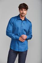 Camisa Algodão Egípcio Slim Fit - Azul Médio