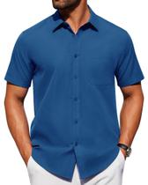 Camisa Alimens & Gentle Vestido de manga curta para homem azul pavão Camisa Alimens & Gentle Vestido de manga curta para homem azul pavão