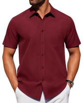 Camisa Alimens & Gentle, vestido de manga curta, vermelho vinho, 2GG, masculino