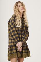 Camisa Alongada Verde Musgo Xadrez Yacamim K8