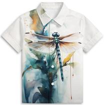 Camisa Amasnay Dragonfly Boys de manga curta havaiana de 3 a 14 anos