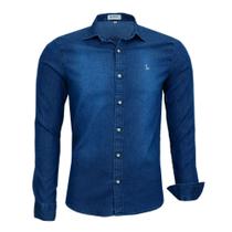 Camisa Amil Masculina Jeans Manga Longa Slim Sem Bolso Luxuosa 1877 Camisa Amil Masculina Jeans Manga Longa Slim Sem Bolso Luxuosa 1877