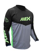 Camisa Amx Prime Cross Preto Neon Trilha Motocross