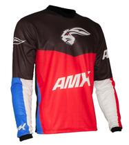 Camisa Amx Prime Vermelho Preto Azul Trilha Motocross