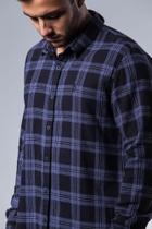 Camisa ankor manga longa xadrez azul masculina