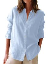 Camisa Aoudery Oxford de Algodão Manga Longa Azul Claro - M Camisa Aoudery Oxford de Algodão Manga Longa Azul Claro - M