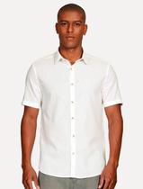 Camisa Aramis Masculina Manga Curta Linho Algodão Branca