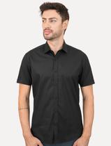 Camisa Aramis Masculina Manga Curta Regular Tricoline Stretch Preta