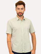 Camisa Aramis Masculina Manga Curta Slim Algodão Willis Verde Mescla