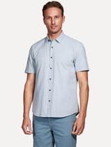 Camisa Aramis Masculina Manga Curta Slim Falso Liso Belfort Azul Mescla