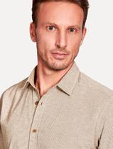 Camisa Aramis Masculina Manga Curta Slim Falso Liso Belfort Cáqui Mescla