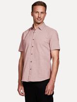 Camisa Aramis Masculina Manga Curta Slim Falso Liso Belfort Terracota Mescla