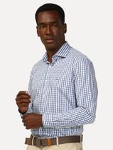 Camisa Aramis Slim Tricoline Micro Xadrez Branco/Marinho Camisa Aramis Slim Tricoline Micro Xadrez Branco/Marinho