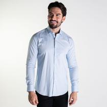 Camisa Aramis Tricoline Monocromática Azul Claro Camisa Aramis Tricoline Monocromática Azul Claro