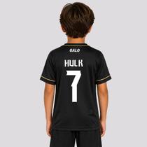Camisa Atlético Mineiro Trevo Logo Infantil Preta e Branca 7 Hulk