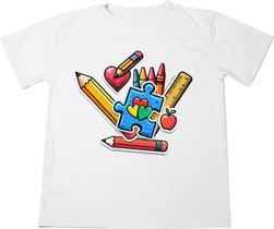 Camisa Autismo Escola Estampada Adulto Infantil Anti-pilling 100% Poliéster Plus size