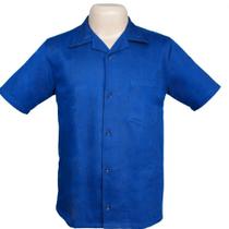 Camisa Azul em Brim com Fechadura de Botão e Manga Curta G - 15500078-AZ - NEXUS