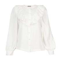 Camisa Babado Manga Ampla Off White