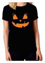Camisa Baby Look Feminina Abóbora Rosto Cilios Happy Novidade Camisa Baby Look Feminina Abóbora Rosto Cilios Happy Novidade