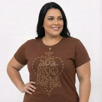 Camisa BabyLook Feminina Plus Size Nossa Senhora Aparecida Cor:MarromTamanho:G4 Camisa BabyLook Feminina Plus Size Nossa Senhora Aparecida Cor:MarromTamanho:G4
