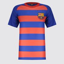 Camisa Barcelona Dry Fit Juvenil Azul e Vermelho