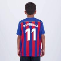 Camisa Barcelona Listrada Juvenil Azul e Vermelha 11 Raphinha Camisa Barcelona Listrada Juvenil Azul e Vermelha 11 Raphinha