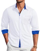 Camisa Barry.Wang blanca de manga larga con contraste azul Camisa Barry.Wang blanca de manga larga con contraste azul